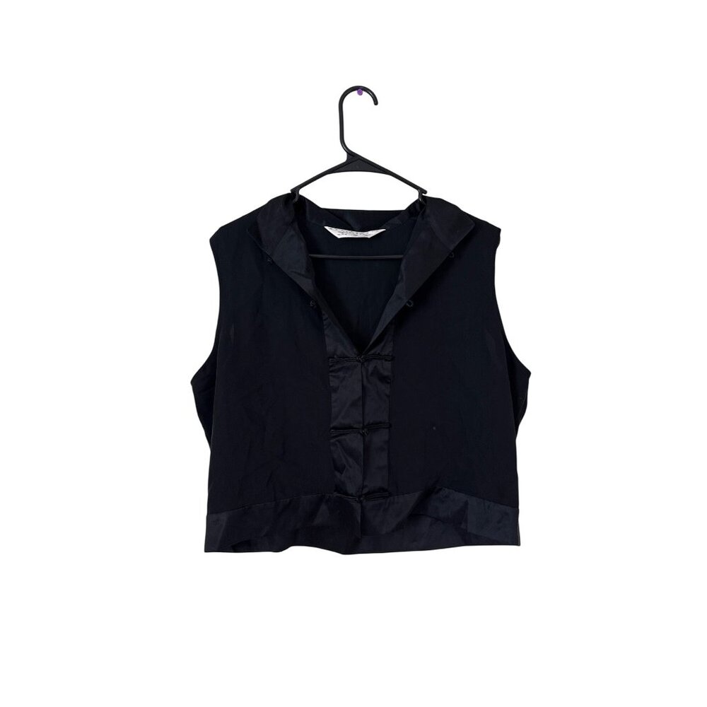 VTG Max Studio Women's 100% Silk Size XL Tie Sleeveless‎ Blouse Grunge Witchy
